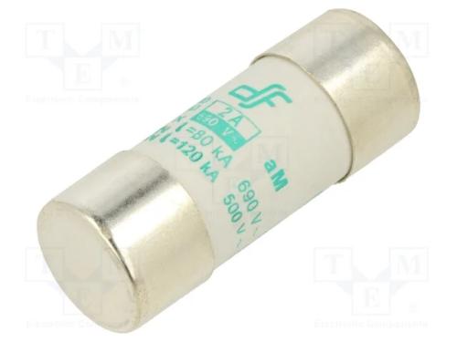 Fus&iacute;vel: baixa tens&atilde;o, aM, 2A, 690VAC, 22x58mm