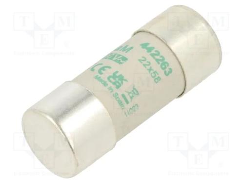 Fus&iacute;vel: baixa tens&atilde;o, aM, 63A, 690VAC, 22x58mm
