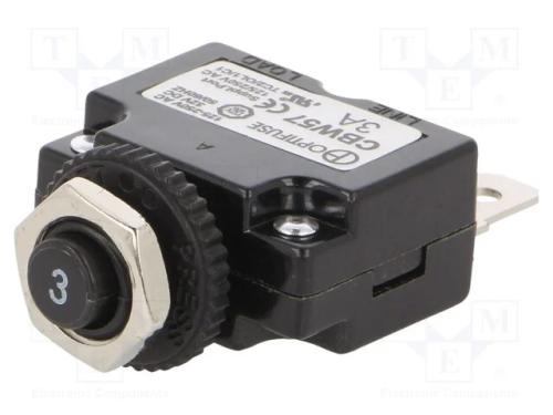 Fus&iacute;vel: t&eacute;rmico, 3A, Imax: 1kA, 125V,250V, 32VDC.