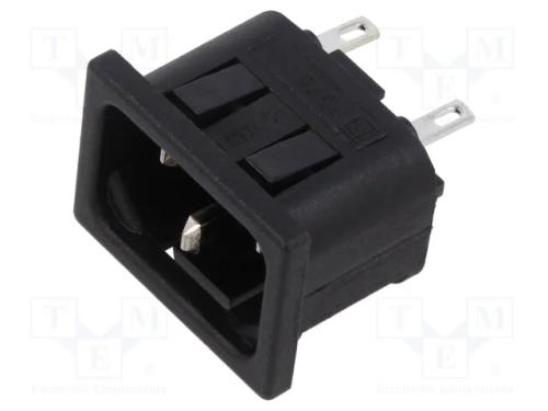 Conector: de alimenta&ccedil;&atilde;o, tomada, macho, C14 (E),.