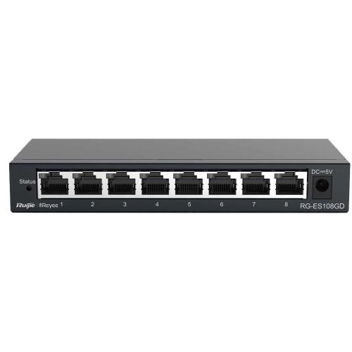 Reyee Switch Desktop - Caixa Met&aacute;lica - 8 Portas Rj45 - Velocidade 10/100/1000 Mbps - Plug And Play 