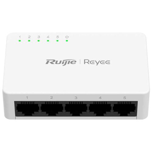 Reyee Switch Desktop - Caixa Pl&aacute;stica - 5 Portas Rj45 - Velocidade 10/100 Mbps - Plug And Play - Tec