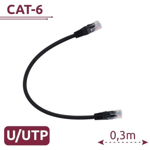 Cabo Utp - Ethernet - Conectores Rj45 - Categoria 6 - 0,3 M - Cor Preto