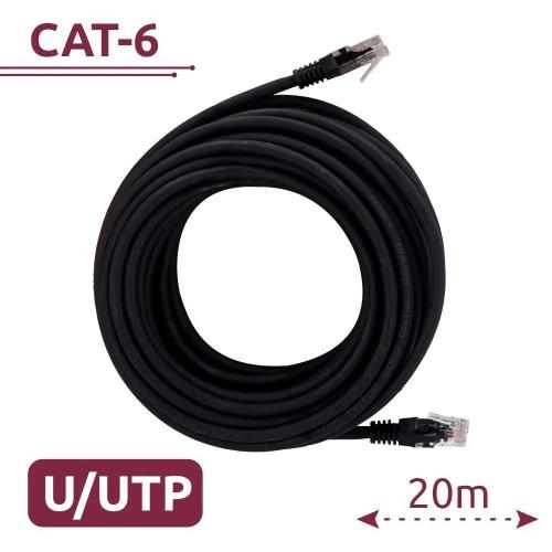 Cabo Utp - Ethernet - Conectores Rj45 - Categoria 6 - 20 M - Cor Preto
